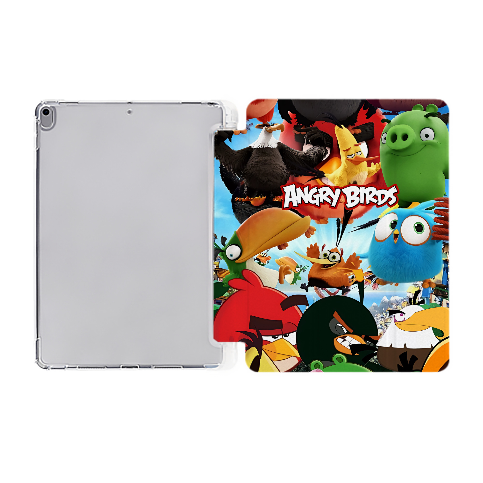 （画像用） Angry Birds アングリーバード IPad ケース ペン収納付き 三つ折りスタンド PUレザー×シリコン 対応機種9.5/10.5/10.9インチ